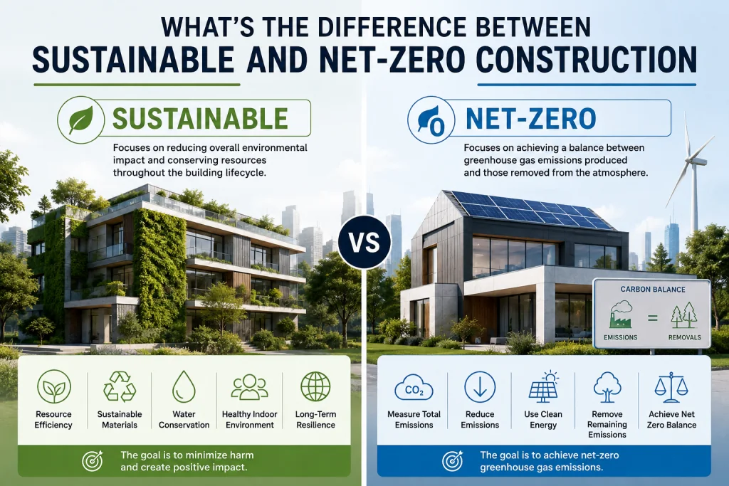 What's the Difference Between Sustainable and Net-Zero Construction